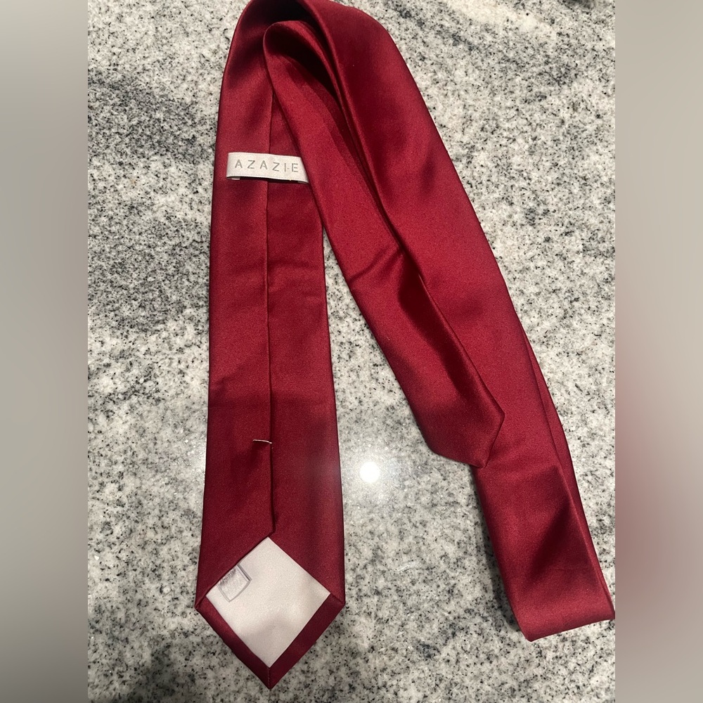 Azazie Deep Red Tie - Picture 2 of 3